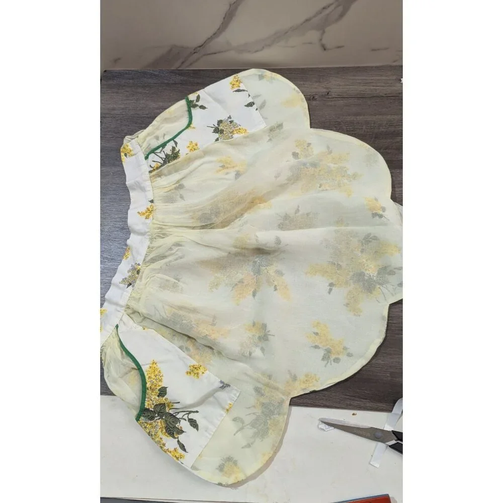 Vintage‎ 1950s Floral Half Apron Yellow Cotton Retro Kitchenware